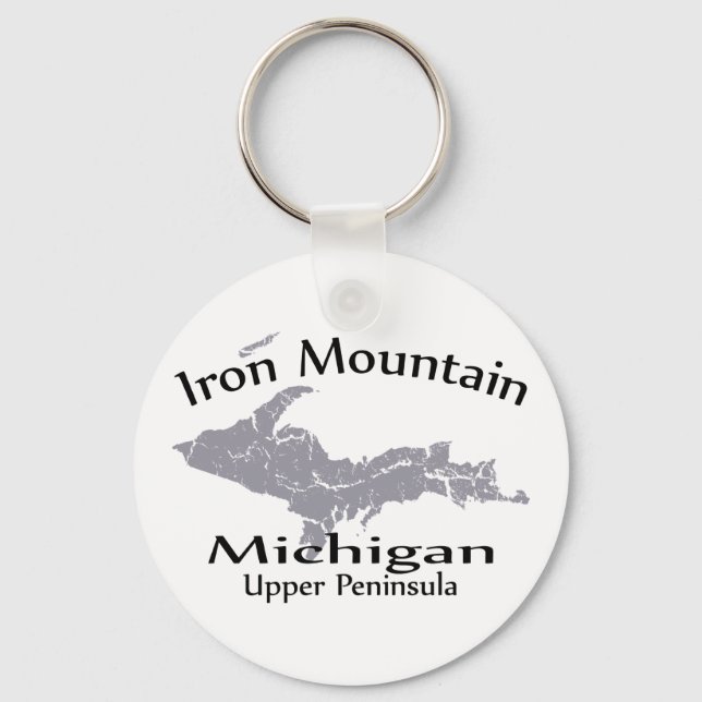 Iron Mountain Michigan Map Design Keychain (Front)