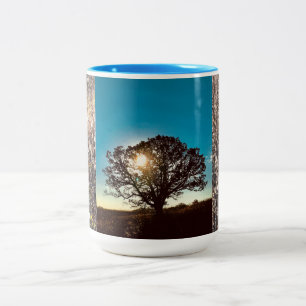 Iron Oak Tree, Fall Sunrise, Wisconsin Two-Tone Co Two-Tone Coffee Mug