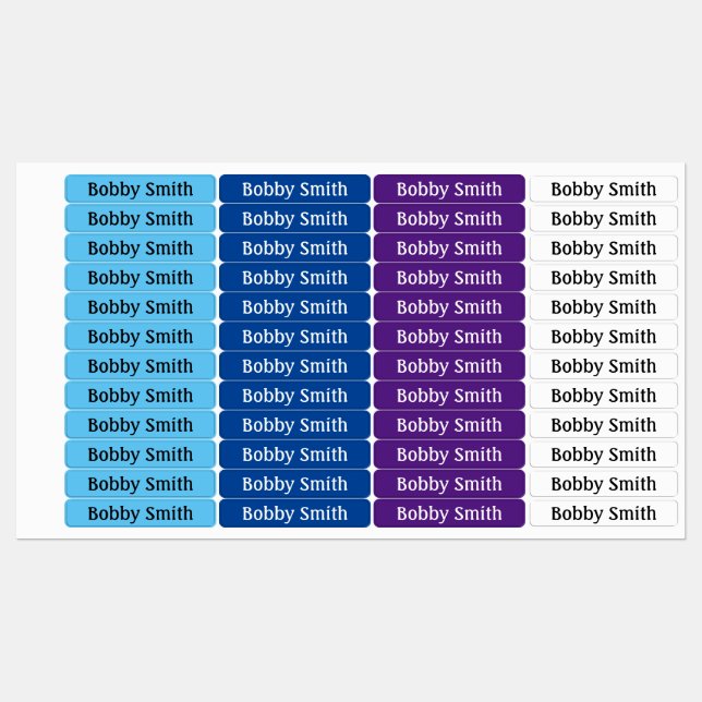 Iron On Boys Clothing Labels Pastels NAME (Sheet)