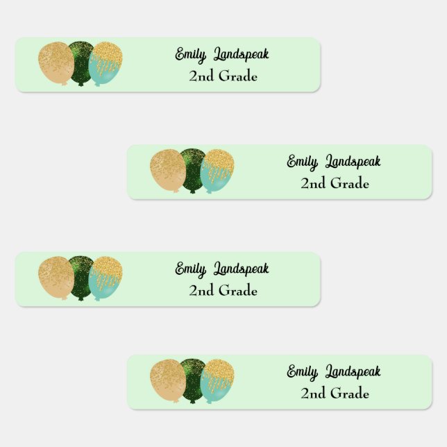 Iron on Green Glitter Party Balloons (Group)