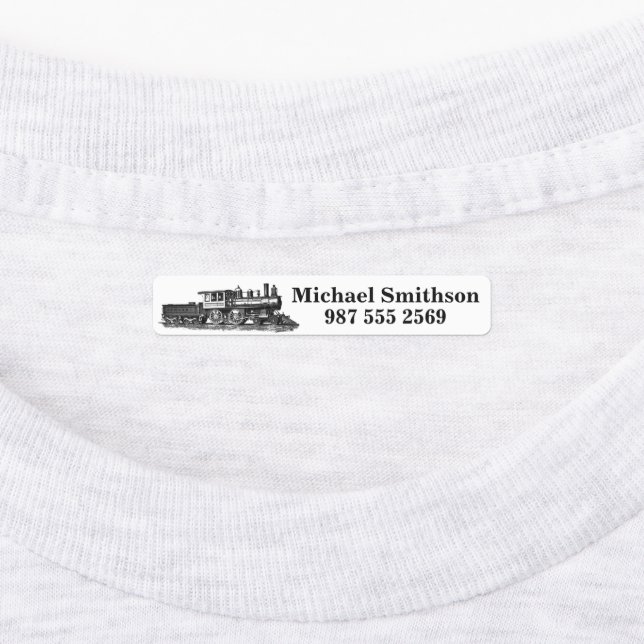 Iron On Labels for Clothes Steam Train Railroad (Affixed)