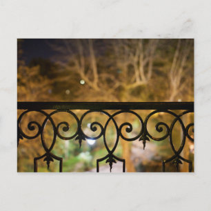 Iron Railing Detail At Night Postcard