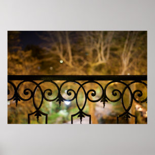 Iron Railing Detail At Night Poster