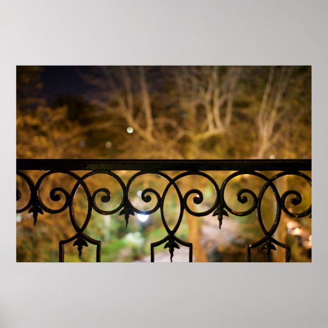 Iron Railing Detail At Night Poster (Front)