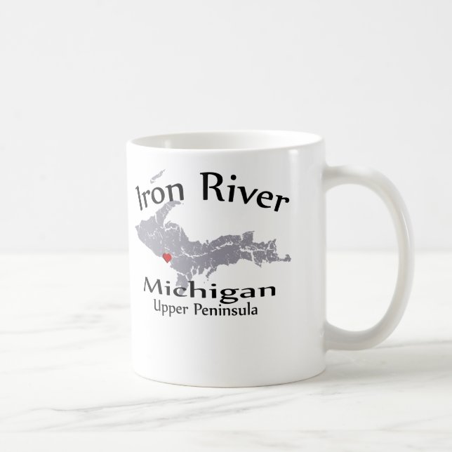 Iron River Michigan Heart Map Design Mug (Right)