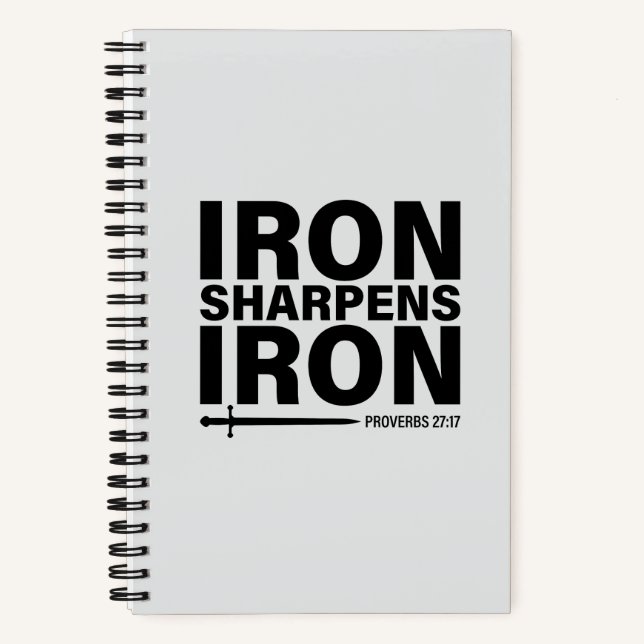 Iron Sharpens Iron 5.5"x8.5" Grey Spiral  Notebook (Front)