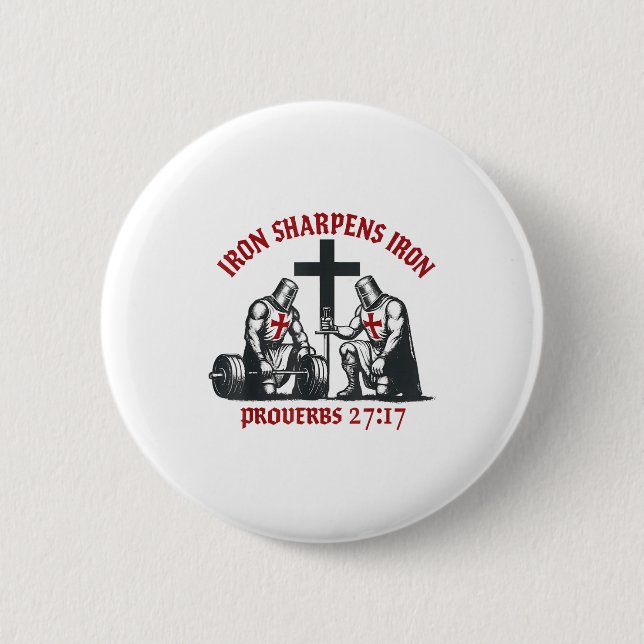 Iron Sharpens Iron Bible Scripture Christian Gym W 6 Cm Round Badge (Front)