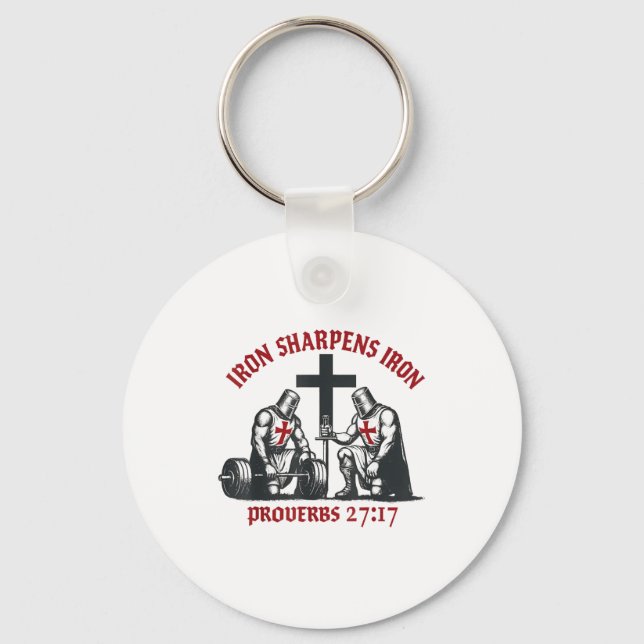 Iron Sharpens Iron Bible Scripture Christian Gym W Key Ring (Front)