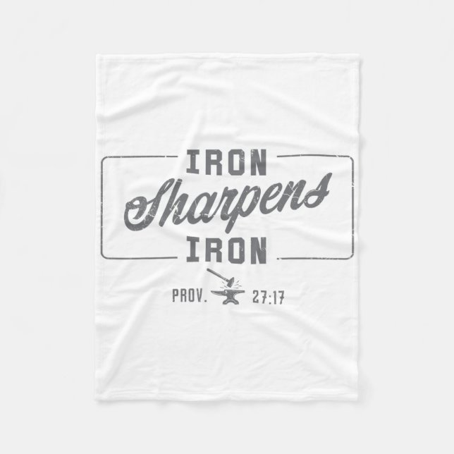 Iron Sharpens Iron Christian Men Bible Scripture G Fleece Blanket (Front)