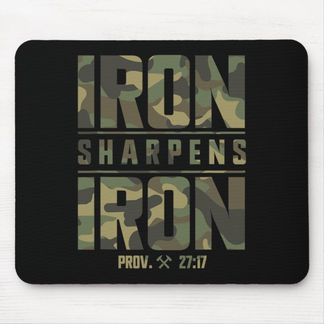 Iron Sharpens Iron Christian Men Camo Scripture Gy Mouse Pad (Front)