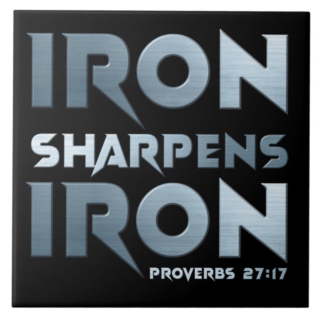 Iron Sharpens Iron – Christian Men & Women Proverb Ceramic Tile (Front)