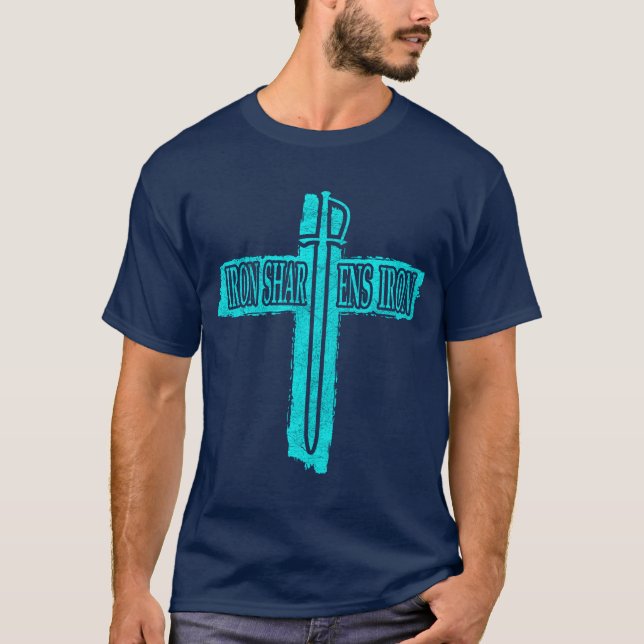 Iron Sharpens Iron Christian Phi Rho Design T-Shirt (Front)