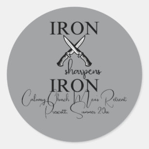 Iron sharpens Iron Knife Christian Classic Round Sticker
