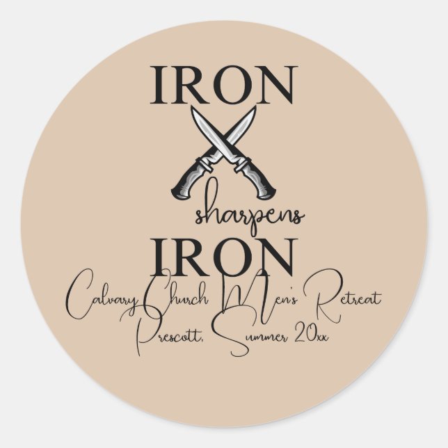 Iron sharpens Iron Knife Christian Classic Round Sticker (Front)