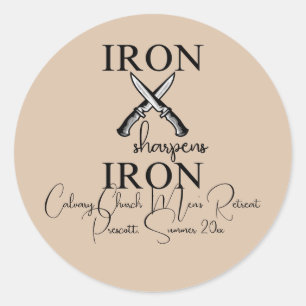 Iron sharpens Iron Knife Christian Classic Round Sticker
