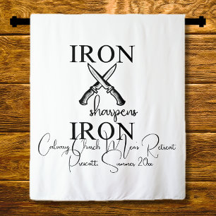 Iron sharpens Iron Mens Retreat Photo Backdrop Tapestry