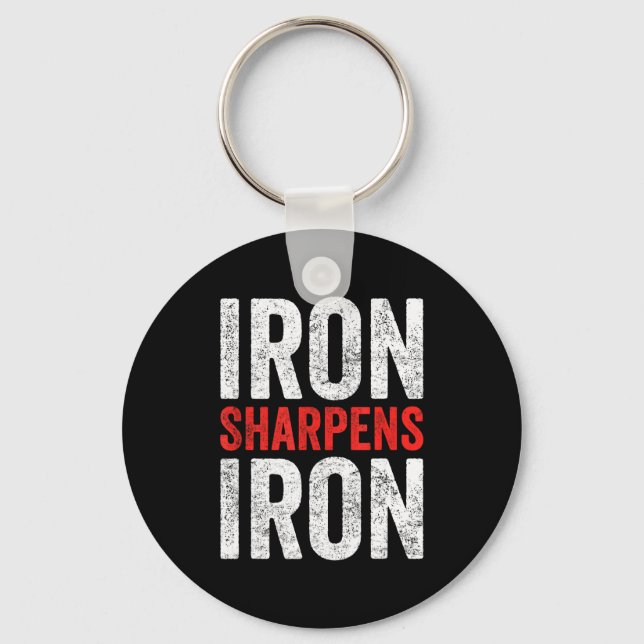 Iron Sharpens Iron Motivational Gym Design Key Ring (Front)