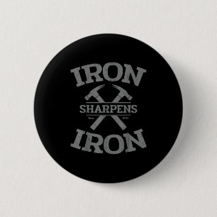 Iron Sharpens Iron Proverbs 27_17 Gym Workout Men 6 Cm Round Badge