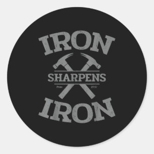 Iron Sharpens Iron Proverbs 27_17 Gym Workout Men Classic Round Sticker