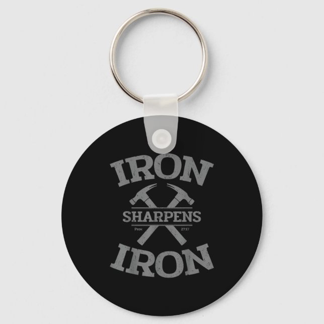 Iron Sharpens Iron Proverbs 27_17 Gym Workout Men  Key Ring (Front)