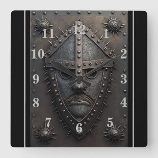 Iron Shield With Mask Clock