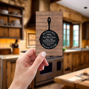 Iron Skillet Rustic Restaurant Caterer Business Card