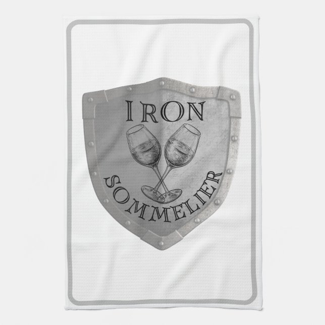 Iron Sommelier Wine Lover  Tea Towel (Vertical)