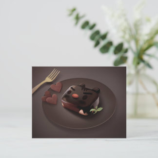 Iron T Bittersweet Mood: Dark Chocolate Cake Art Announcement Postcard