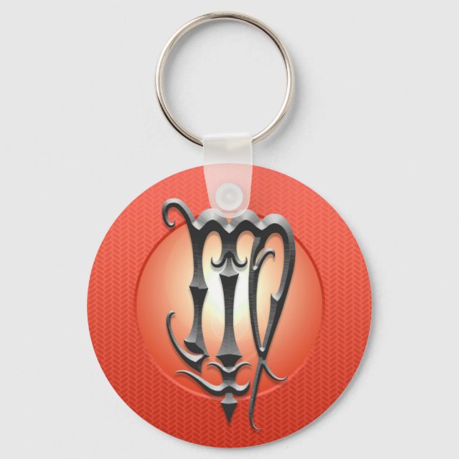 Iron Virgo Symbol, red Key Ring (Front)