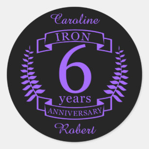 Iron wedding anniversary 6 years classic round sticker