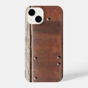 Iron, wood, bolts make strong tough iPhone 14 case