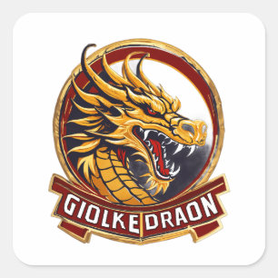 Ironclad Golden Dragon Hoops Square Sticker