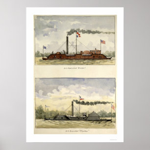 Ironclads Essex and Choctaw by Stouffer 1864 Poster