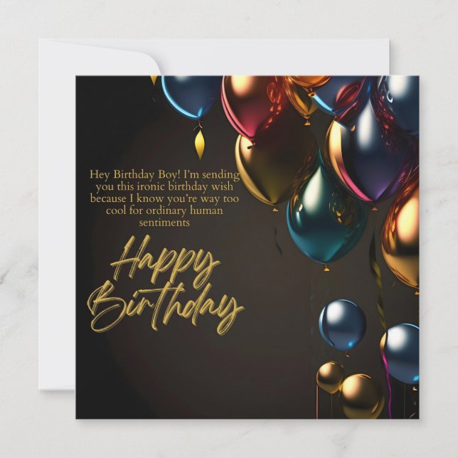 Ironic Birthday Boy Announcement (Front)