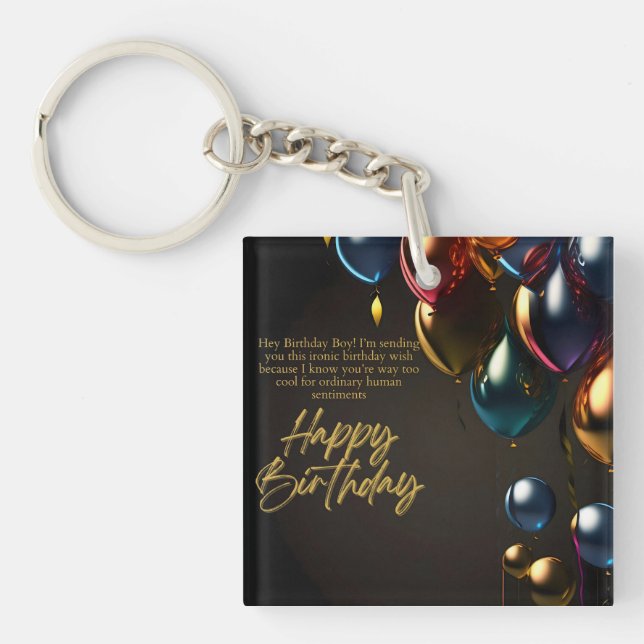 Ironic Birthday Boy Key Ring (Front)