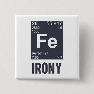 Ironic Chemical Element FE Irony 15 Cm Square Badge