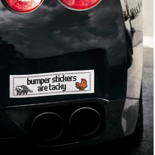Ironic Pixelated Chicken Racoon Funny Phrase  Bumper Sticker