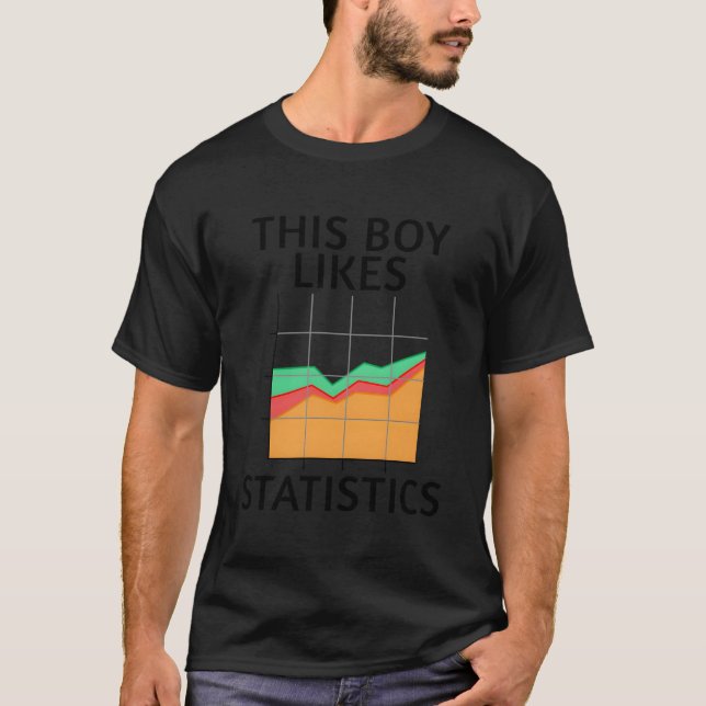 Ironic Saying Boy Likes Data Statistician Nerd T-Shirt (Front)
