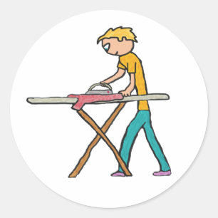 Ironing Classic Round Sticker