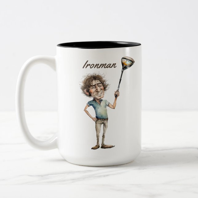 Ironman Golfer  Two-Tone Coffee Mug (Left)
