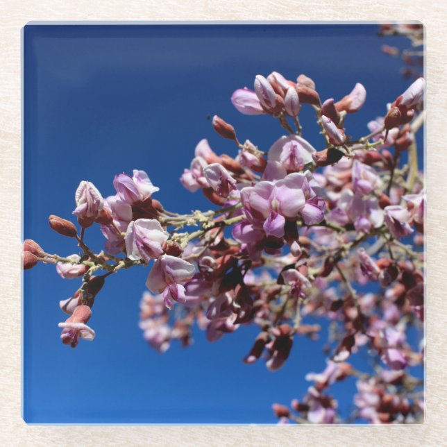 Ironwood Flowers Purple Blooms Glass Coaster (Front)