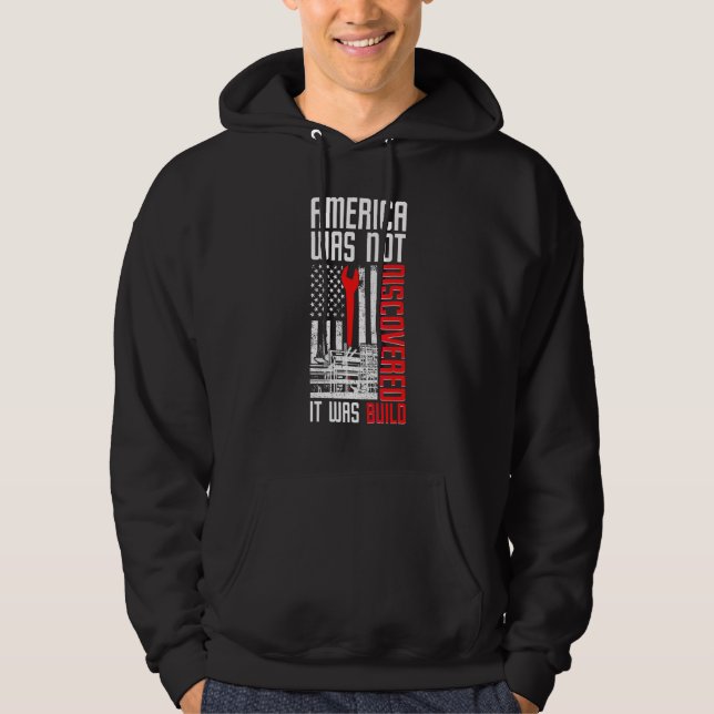Ironworker American Flag Ironwork Ironworkers Hoodie (Front)
