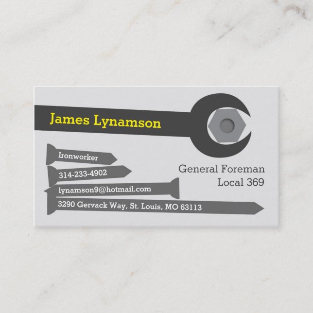 Ironworker Business Card (Front)
