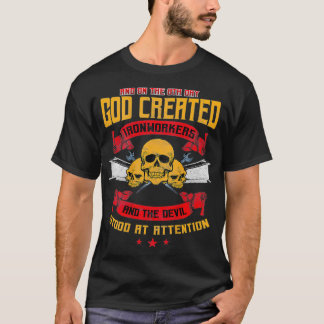 Ironworker Metal Rodbuster Design On Back Of T-Shirt