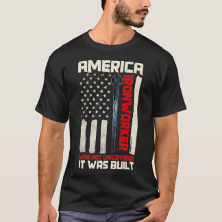 Ironworker Rodbuster Patriot American Flag Metal W T-Shirt
