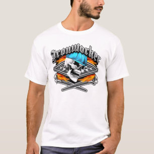 Ironworker Skull and Flaming Crossed Wrenches T-Shirt