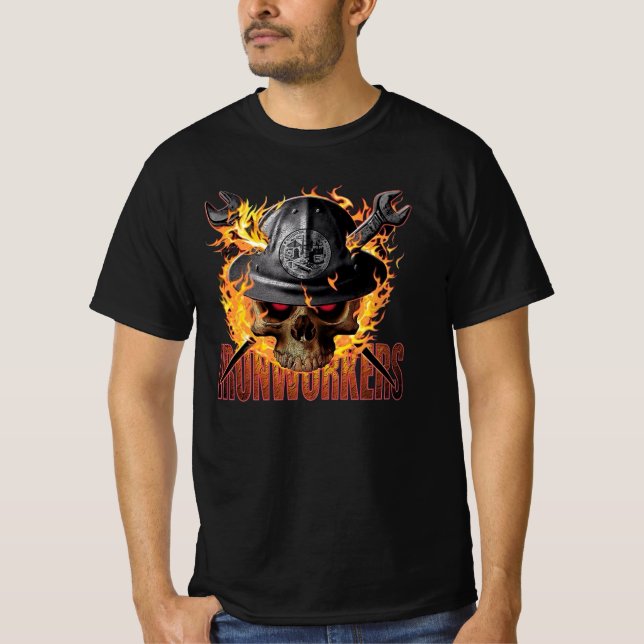 Ironworker skull and spuds T-Shirt (Front)