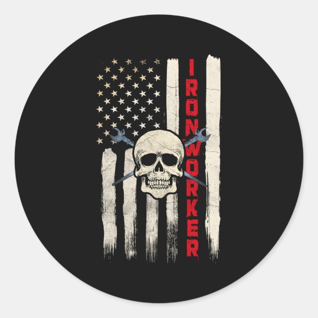 Ironworker Union On Back Of Classic Round Sticker (Front)