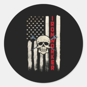 Ironworker Union On Back Of Classic Round Sticker