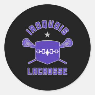 Iroquois Lacrosse Lax Sticks And Flag Classic Round Sticker